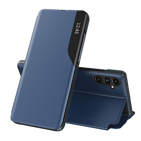 Coque Portefeuille Livre Cuir Etui Clapet QH1 pour Samsung Galaxy A14 4G Bleu