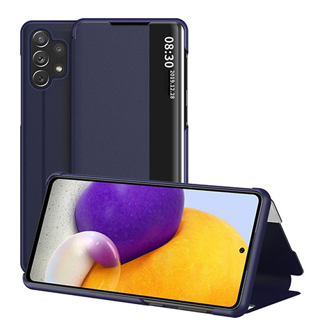 Coque Portefeuille Livre Cuir Etui Clapet QH1 pour Samsung Galaxy A32 5G Bleu