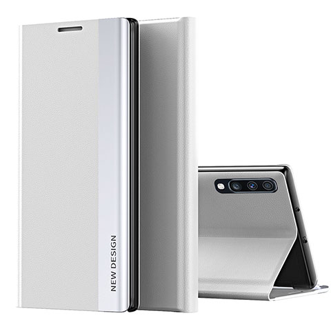 Coque Portefeuille Livre Cuir Etui Clapet QH1 pour Samsung Galaxy A70S Argent
