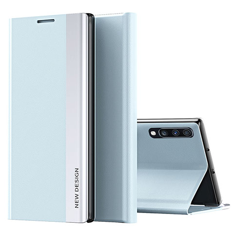 Coque Portefeuille Livre Cuir Etui Clapet QH1 pour Samsung Galaxy A70S Bleu Clair