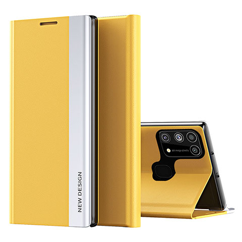 Coque Portefeuille Livre Cuir Etui Clapet QH1 pour Samsung Galaxy M21s Jaune