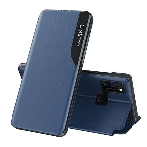 Coque Portefeuille Livre Cuir Etui Clapet QH1 pour Samsung Galaxy M30s Bleu