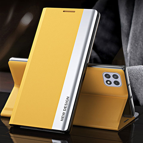 Coque Portefeuille Livre Cuir Etui Clapet QH2 pour Samsung Galaxy A22s 5G Jaune