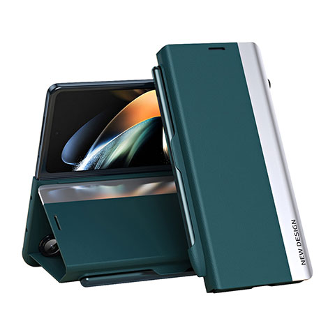 Coque Portefeuille Livre Cuir Etui Clapet QH2 pour Samsung Galaxy Z Fold5 5G Vert