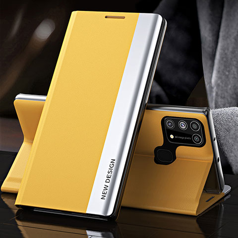 Coque Portefeuille Livre Cuir Etui Clapet QH3 pour Samsung Galaxy M31 Jaune