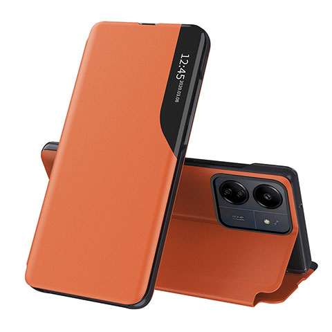 Coque Portefeuille Livre Cuir Etui Clapet QH3 pour Xiaomi Poco C65 Orange