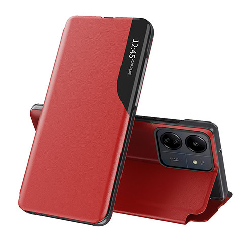 Coque Portefeuille Livre Cuir Etui Clapet QH3 pour Xiaomi Poco C65 Rouge