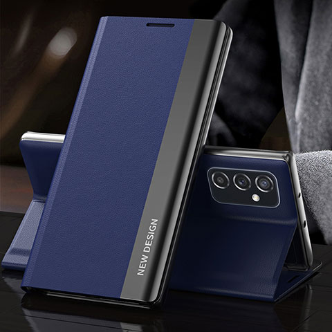 Coque Portefeuille Livre Cuir Etui Clapet QH4 pour Samsung Galaxy F23 5G Bleu