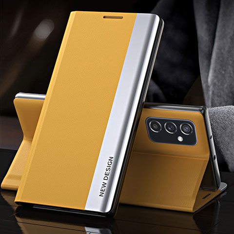 Coque Portefeuille Livre Cuir Etui Clapet QH4 pour Samsung Galaxy F23 5G Jaune