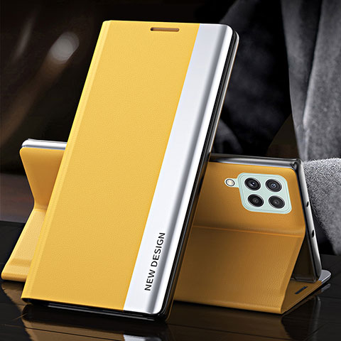 Coque Portefeuille Livre Cuir Etui Clapet QH5 pour Samsung Galaxy M33 5G Jaune