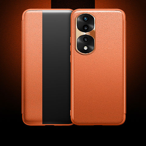 Coque Portefeuille Livre Cuir Etui Clapet QK1 pour Huawei Honor 70 Pro+ Plus 5G Orange