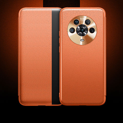 Coque Portefeuille Livre Cuir Etui Clapet QK1 pour Huawei Honor Magic4 5G Orange