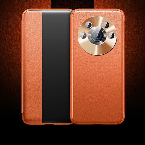 Coque Portefeuille Livre Cuir Etui Clapet QK1 pour Huawei Honor Magic4 Lite 5G Orange