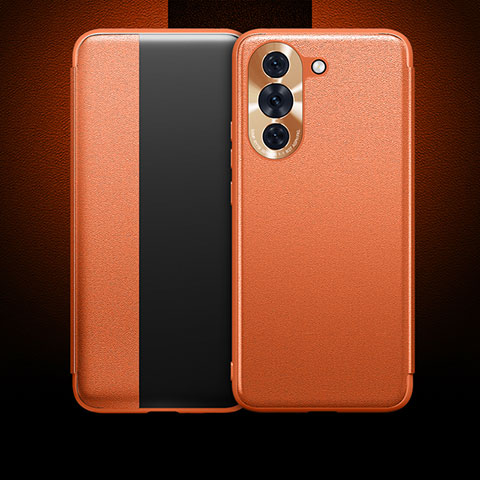 Coque Portefeuille Livre Cuir Etui Clapet QK1 pour Huawei Nova 10 Orange