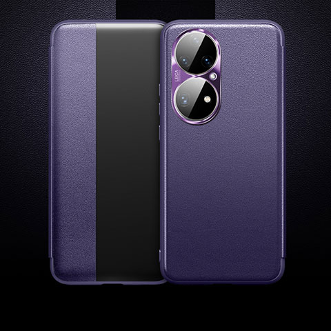 Coque Portefeuille Livre Cuir Etui Clapet QK1 pour Huawei P50 Violet