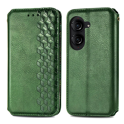 Coque Portefeuille Livre Cuir Etui Clapet S01D pour Asus ZenFone 10 Vert