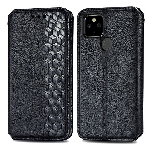 Coque Portefeuille Livre Cuir Etui Clapet S01D pour Google Pixel 5 Noir