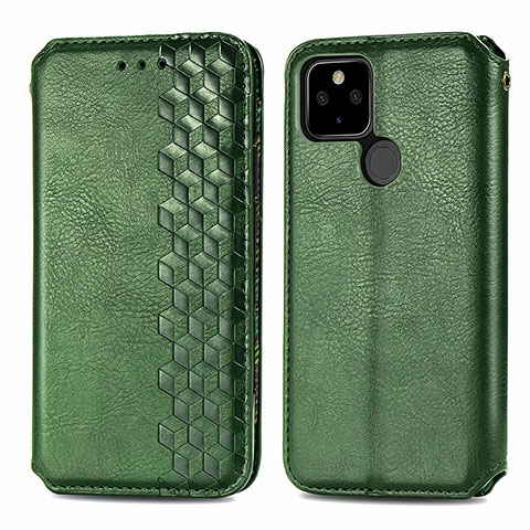 Coque Portefeuille Livre Cuir Etui Clapet S01D pour Google Pixel 5a 5G Vert