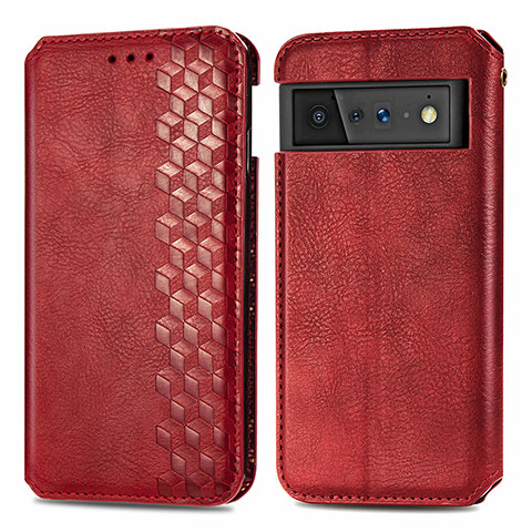 Coque Portefeuille Livre Cuir Etui Clapet S01D pour Google Pixel 6 Pro 5G Rouge