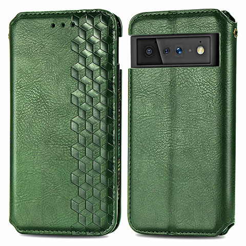 Coque Portefeuille Livre Cuir Etui Clapet S01D pour Google Pixel 6 Pro 5G Vert