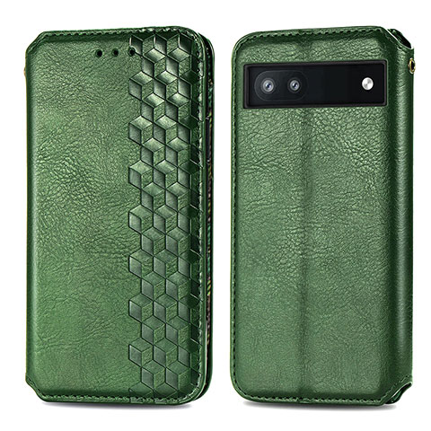 Coque Portefeuille Livre Cuir Etui Clapet S01D pour Google Pixel 6a 5G Vert