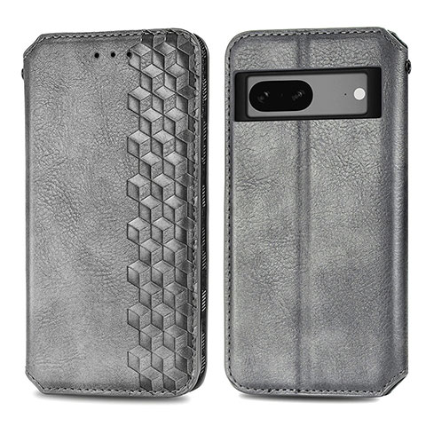 Coque Portefeuille Livre Cuir Etui Clapet S01D pour Google Pixel 7 5G Gris