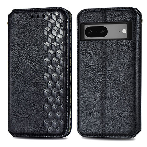 Coque Portefeuille Livre Cuir Etui Clapet S01D pour Google Pixel 7 5G Noir