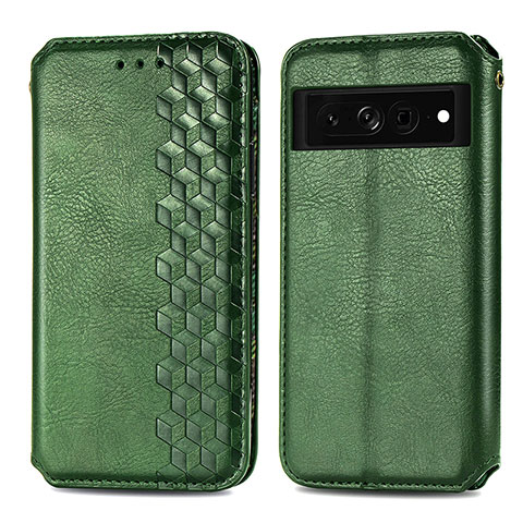 Coque Portefeuille Livre Cuir Etui Clapet S01D pour Google Pixel 7 Pro 5G Vert