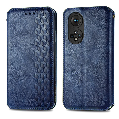 Coque Portefeuille Livre Cuir Etui Clapet S01D pour Huawei Honor 50 5G Bleu