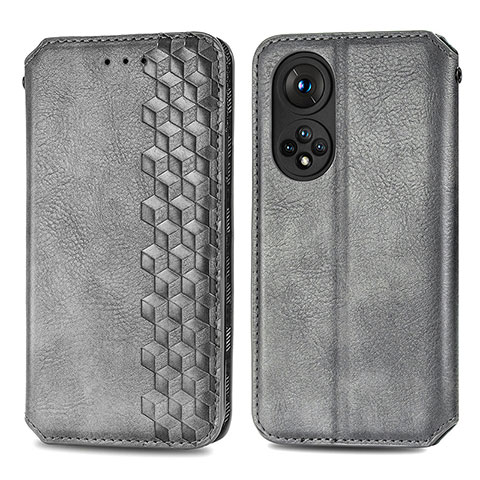 Coque Portefeuille Livre Cuir Etui Clapet S01D pour Huawei Honor 50 5G Gris