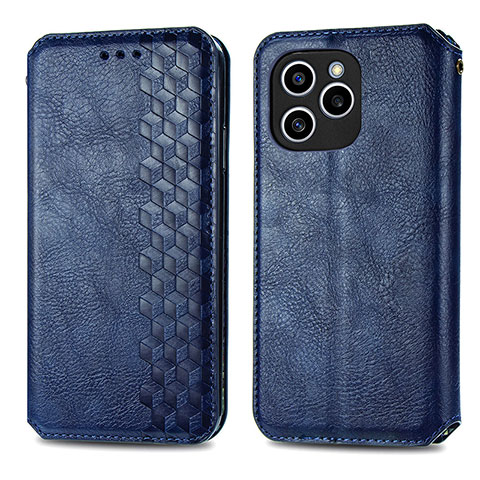 Coque Portefeuille Livre Cuir Etui Clapet S01D pour Huawei Honor 60 SE 5G Bleu