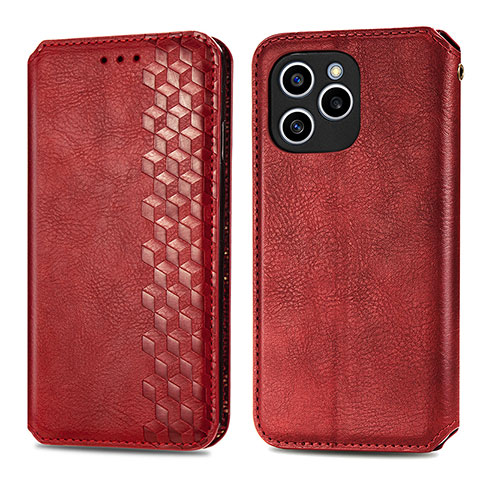 Coque Portefeuille Livre Cuir Etui Clapet S01D pour Huawei Honor 60 SE 5G Rouge