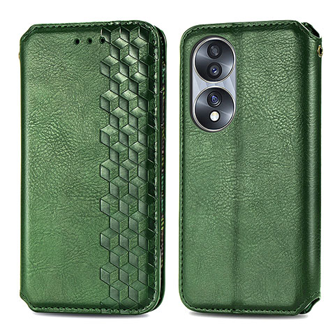 Coque Portefeuille Livre Cuir Etui Clapet S01D pour Huawei Honor 70 5G Vert