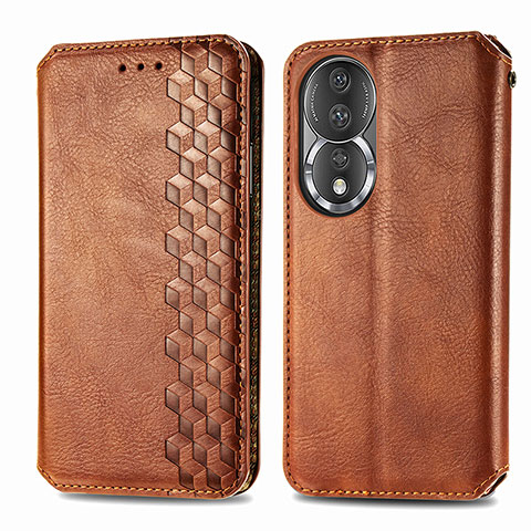 Coque Portefeuille Livre Cuir Etui Clapet S01D pour Huawei Honor 80 5G Marron