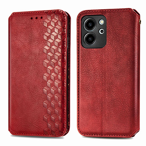 Coque Portefeuille Livre Cuir Etui Clapet S01D pour Huawei Honor 80 SE 5G Rouge