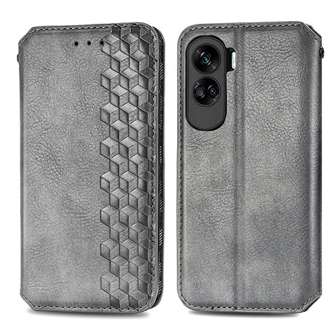 Coque Portefeuille Livre Cuir Etui Clapet S01D pour Huawei Honor 90 Lite 5G Gris