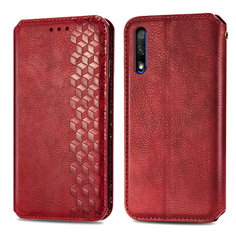 Coque Portefeuille Livre Cuir Etui Clapet S01D pour Huawei Honor 9X Rouge