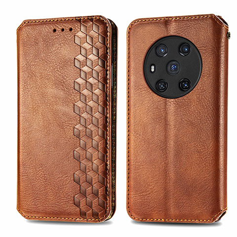 Coque Portefeuille Livre Cuir Etui Clapet S01D pour Huawei Honor Magic3 5G Marron