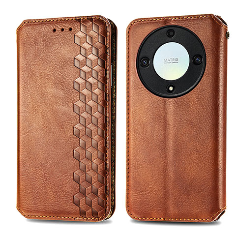 Coque Portefeuille Livre Cuir Etui Clapet S01D pour Huawei Honor Magic5 Lite 5G Marron