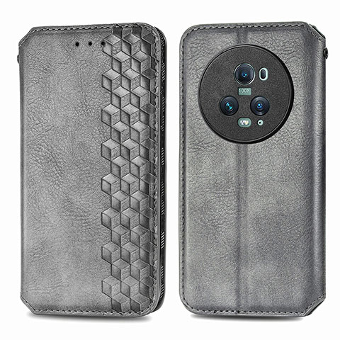 Coque Portefeuille Livre Cuir Etui Clapet S01D pour Huawei Honor Magic5 Pro 5G Gris