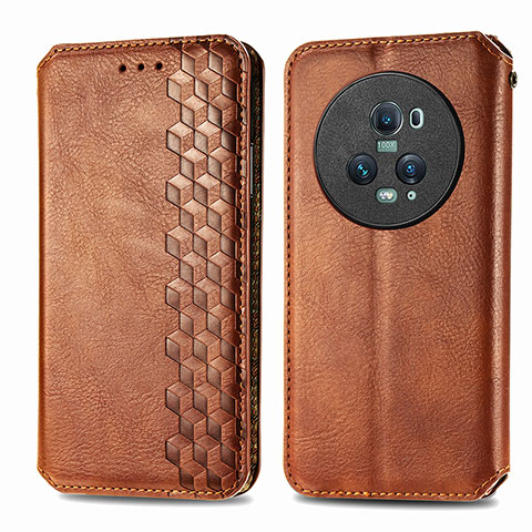 Coque Portefeuille Livre Cuir Etui Clapet S01D pour Huawei Honor Magic5 Pro 5G Marron