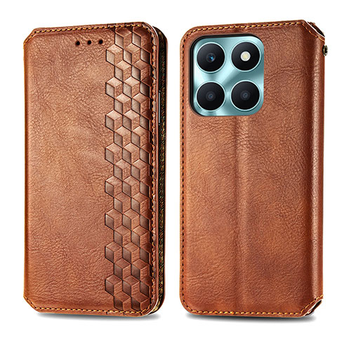 Coque Portefeuille Livre Cuir Etui Clapet S01D pour Huawei Honor X6a Marron