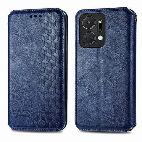 Coque Portefeuille Livre Cuir Etui Clapet S01D pour Huawei Honor X7a Bleu