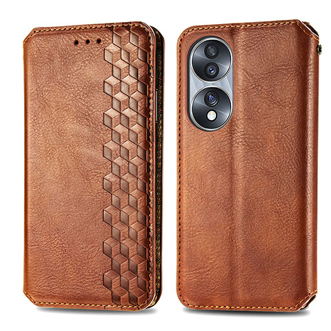 Coque Portefeuille Livre Cuir Etui Clapet S01D pour Huawei Honor X7b Marron