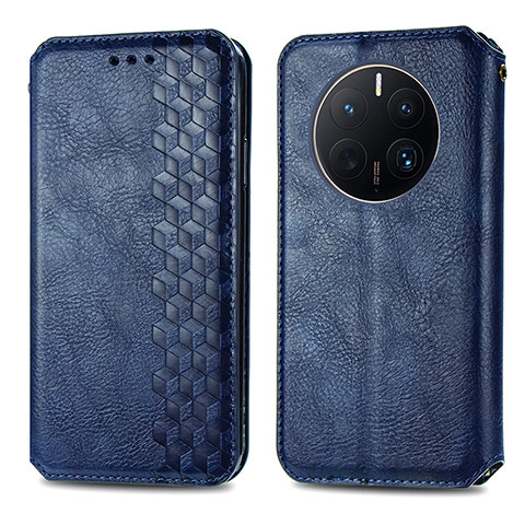 Coque Portefeuille Livre Cuir Etui Clapet S01D pour Huawei Mate 50 Pro Bleu