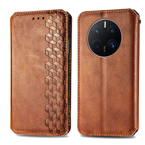 Coque Portefeuille Livre Cuir Etui Clapet S01D pour Huawei Mate 50 Pro Marron