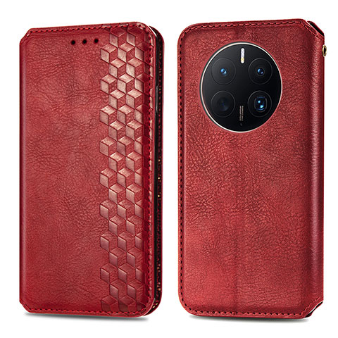 Coque Portefeuille Livre Cuir Etui Clapet S01D pour Huawei Mate 50 Pro Rouge