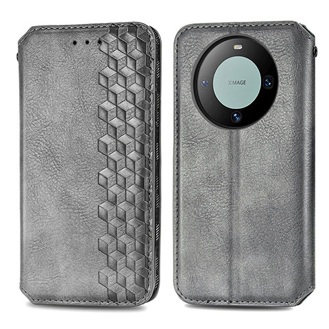 Coque Portefeuille Livre Cuir Etui Clapet S01D pour Huawei Mate 60 Gris