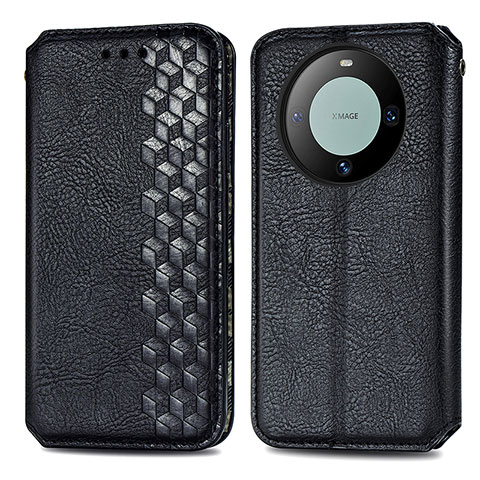 Coque Portefeuille Livre Cuir Etui Clapet S01D pour Huawei Mate 60 Noir