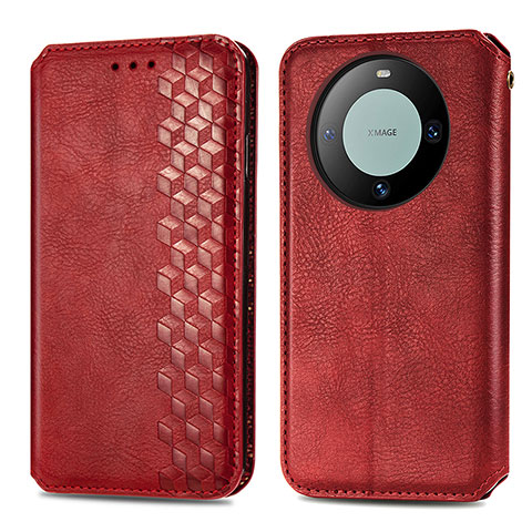 Coque Portefeuille Livre Cuir Etui Clapet S01D pour Huawei Mate 60 Pro Rouge